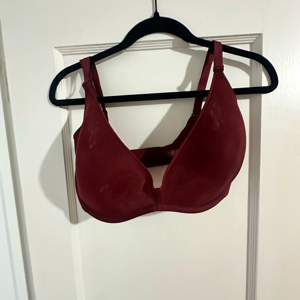 Skims mesh underwire demi bra in burgundy size 36DDD